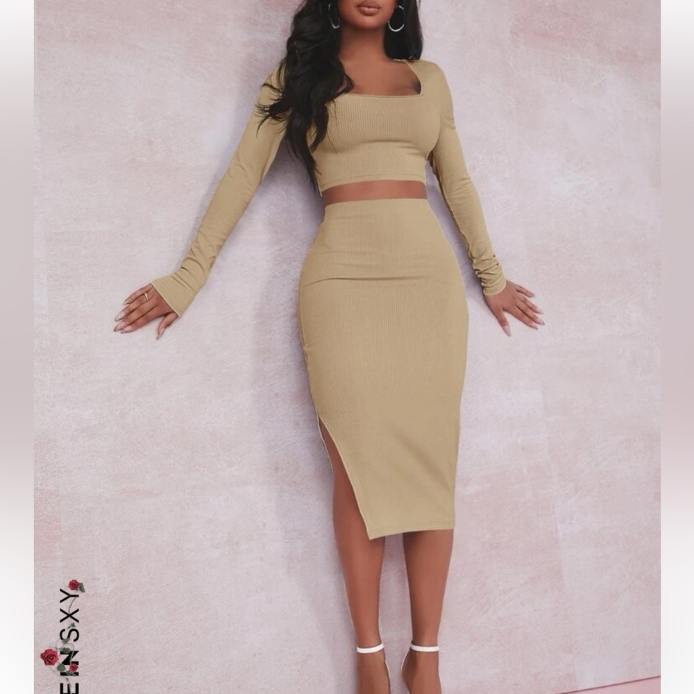 Shein tan two piece set